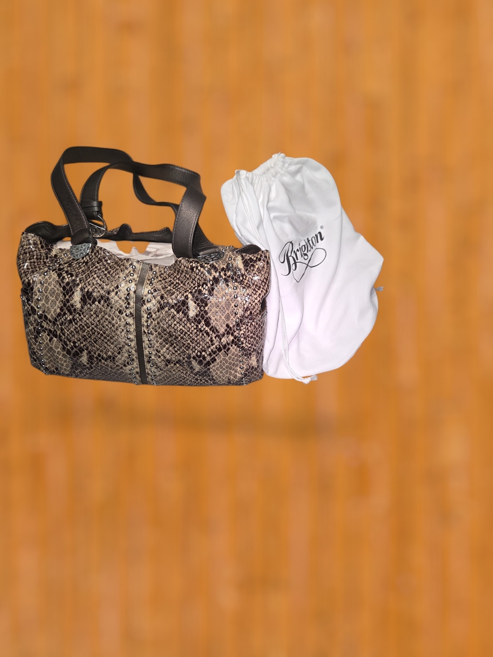 Brighton Black and Gray Snake-Print Shoulder Bag With Box And Dust Bag - Picture 2 of 3